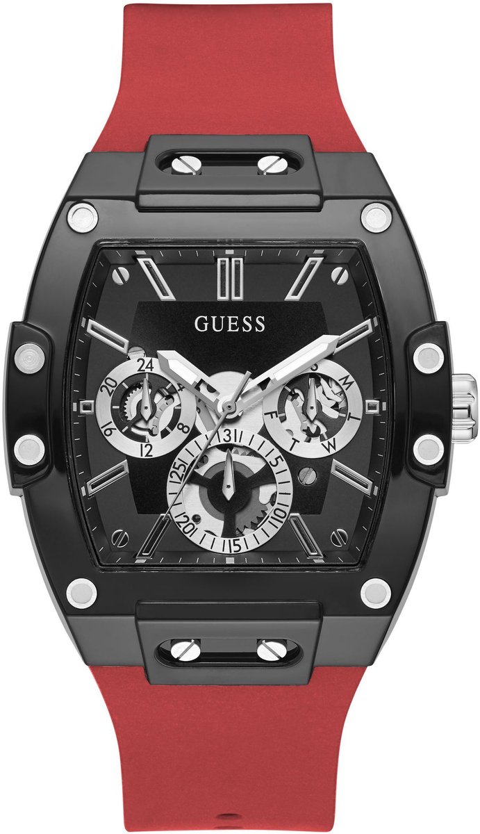 Guess Phoenix Kwarts Analoog Horloge Rood Case: 100% Polycarbonate | Armband: 100% Silicone 41.5 GW0203G4, GW0203G9