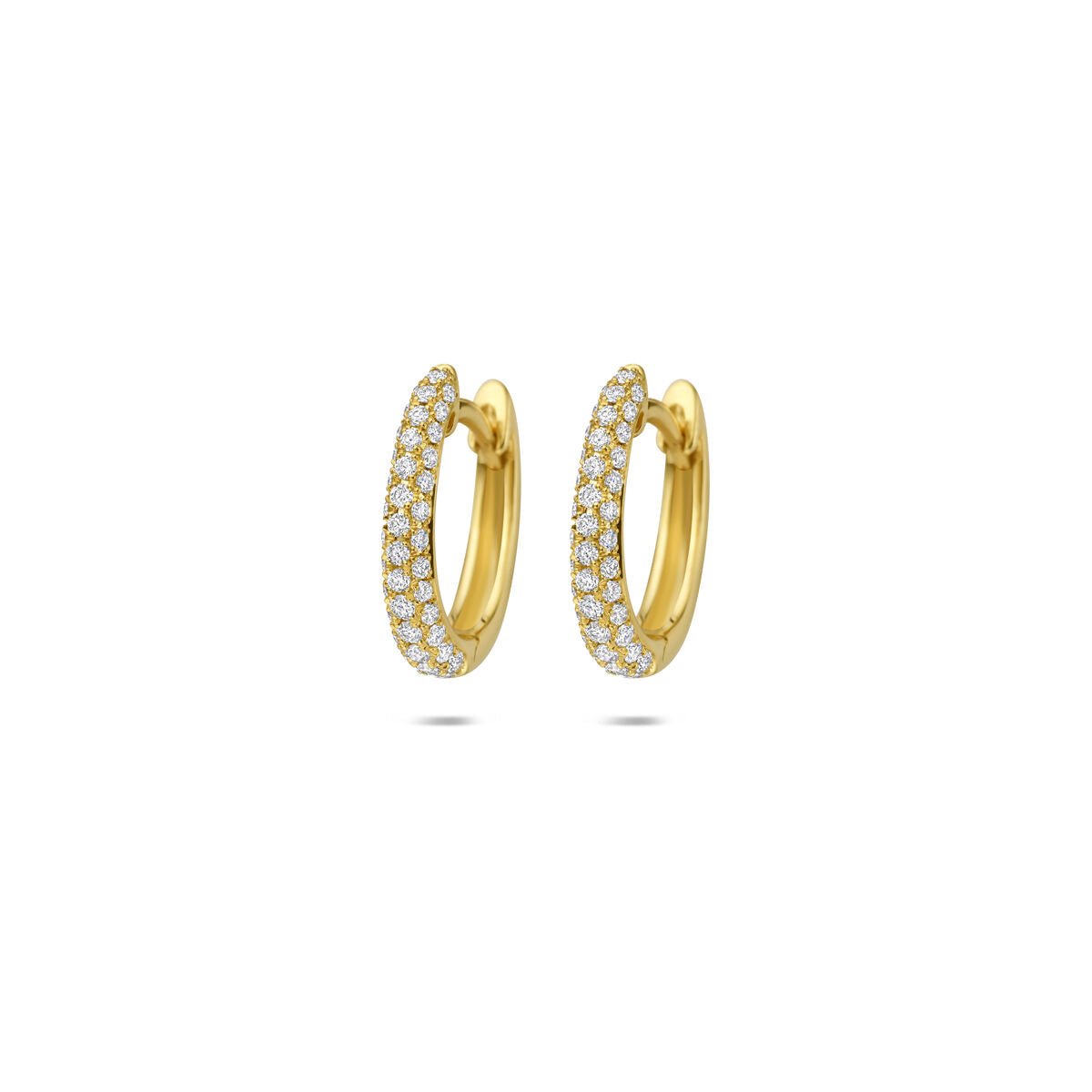 14K Geelgouden klapoorringen 0.32ct 2x 0.16ct h si 13 mm - 4035325
