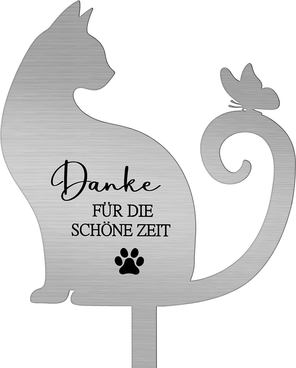 Grave Display for Cats – Memorial Board with Engraving – Metal Garden Stick – Waterproof Cat Grave Decoration – Gift for Pet Owners