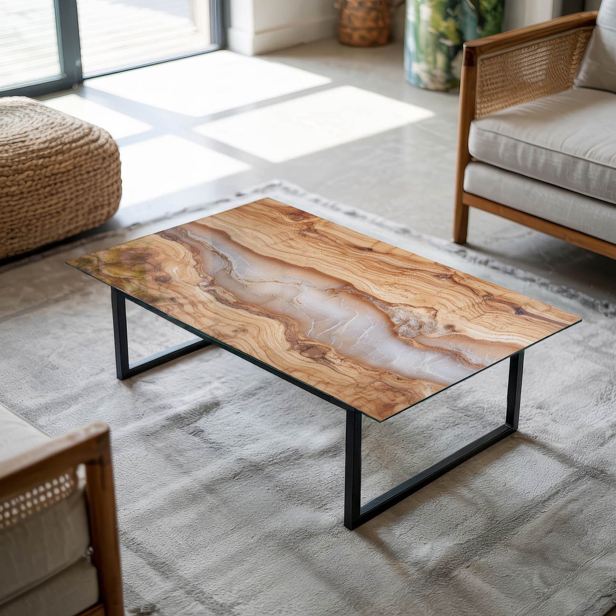 Coloray Tafelblad - Glazen Blad - 120x80 cm - Beige - Rechthoek Glazen Tafelblad - Tuintaf