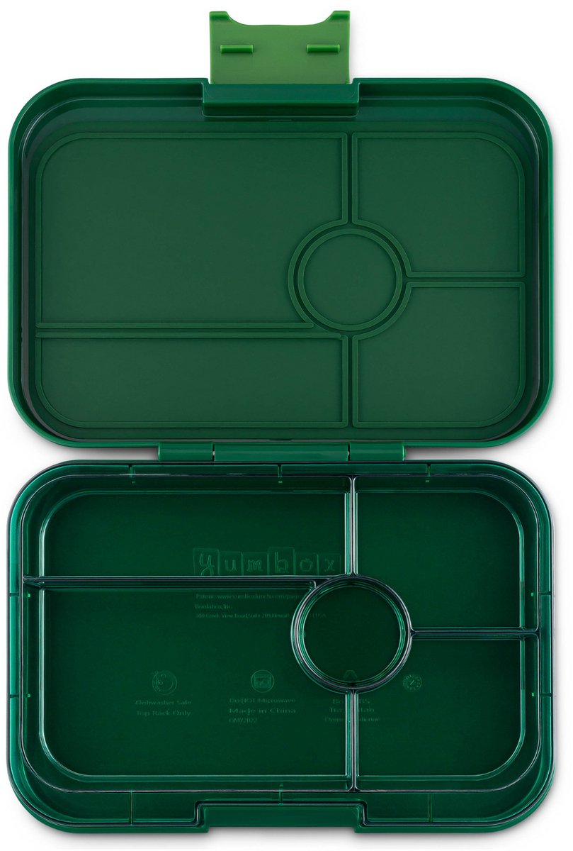 Yumbox Tapas XL - lekvrije Bento box lunchbox - 5 vakken - Greenwich Green / Green Clear tray