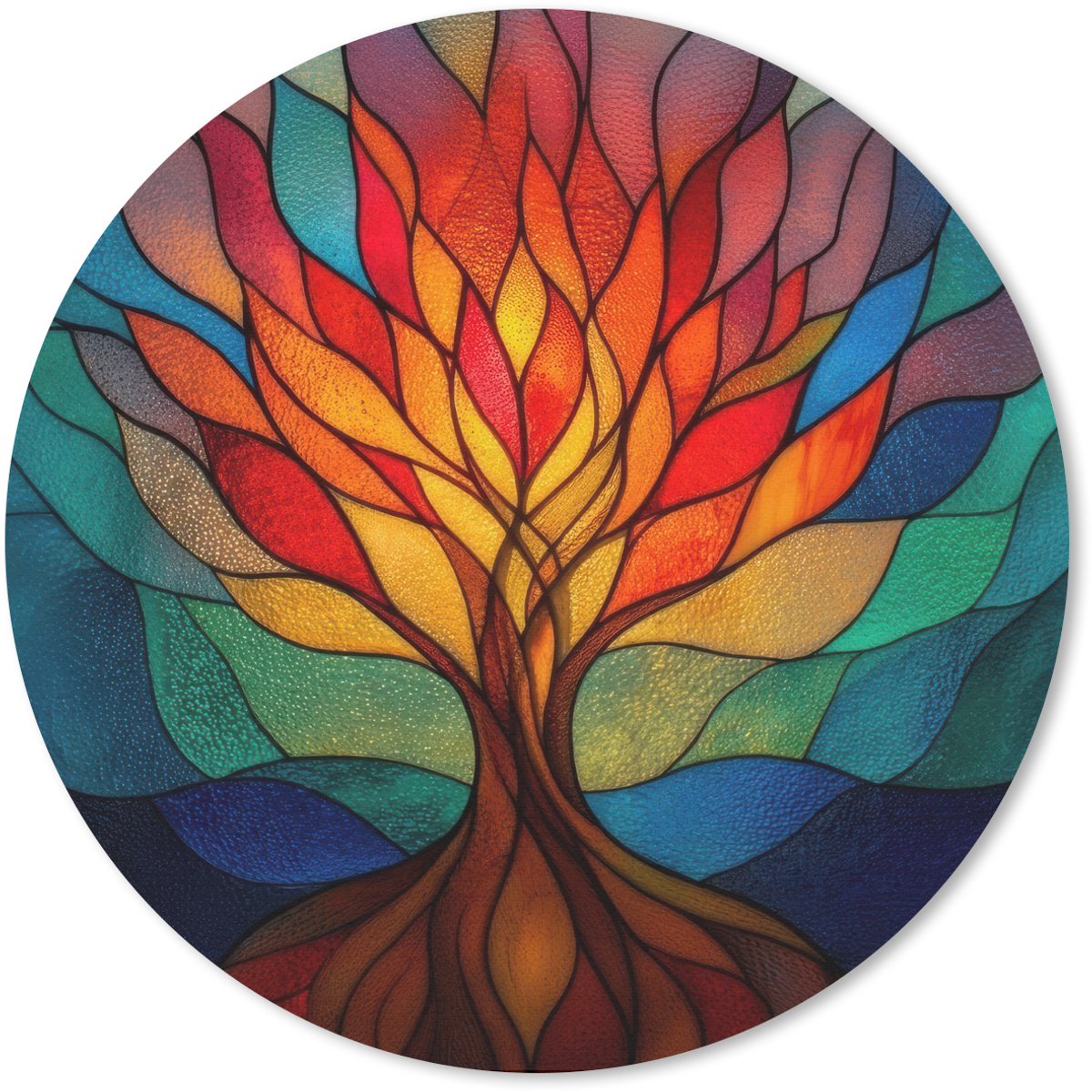 Muismat rond 20x20 cm - Mousepad Sierglas - Boom - Rood - Vlakken - Ronde muismatten