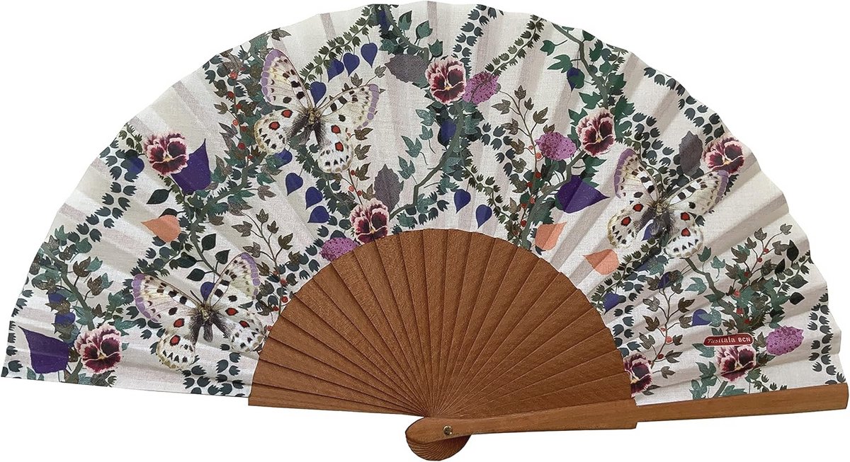 Spaanse waaiers van hout en katoen, 23 cm - Handgemaakt modieus accessoire voor evenementen en geschenken