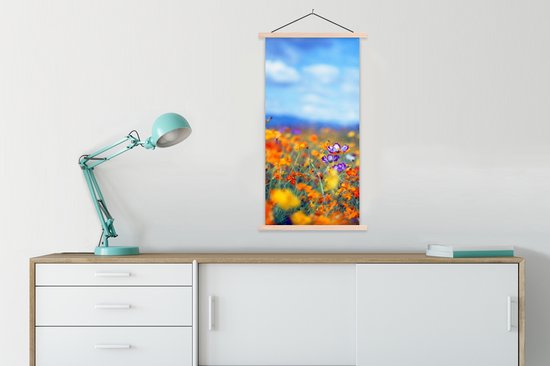 Porte-affiche avec affiche - Affiche scolaire - Cosmos - Couleurs - Printemps - 60x120 cm - Lattes vierges