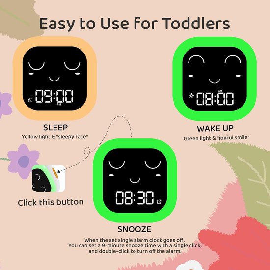 Kinderwekker met nachtlampje en geluidsmachine voor peuters en kinderen van Merkloos — afbeelding 5