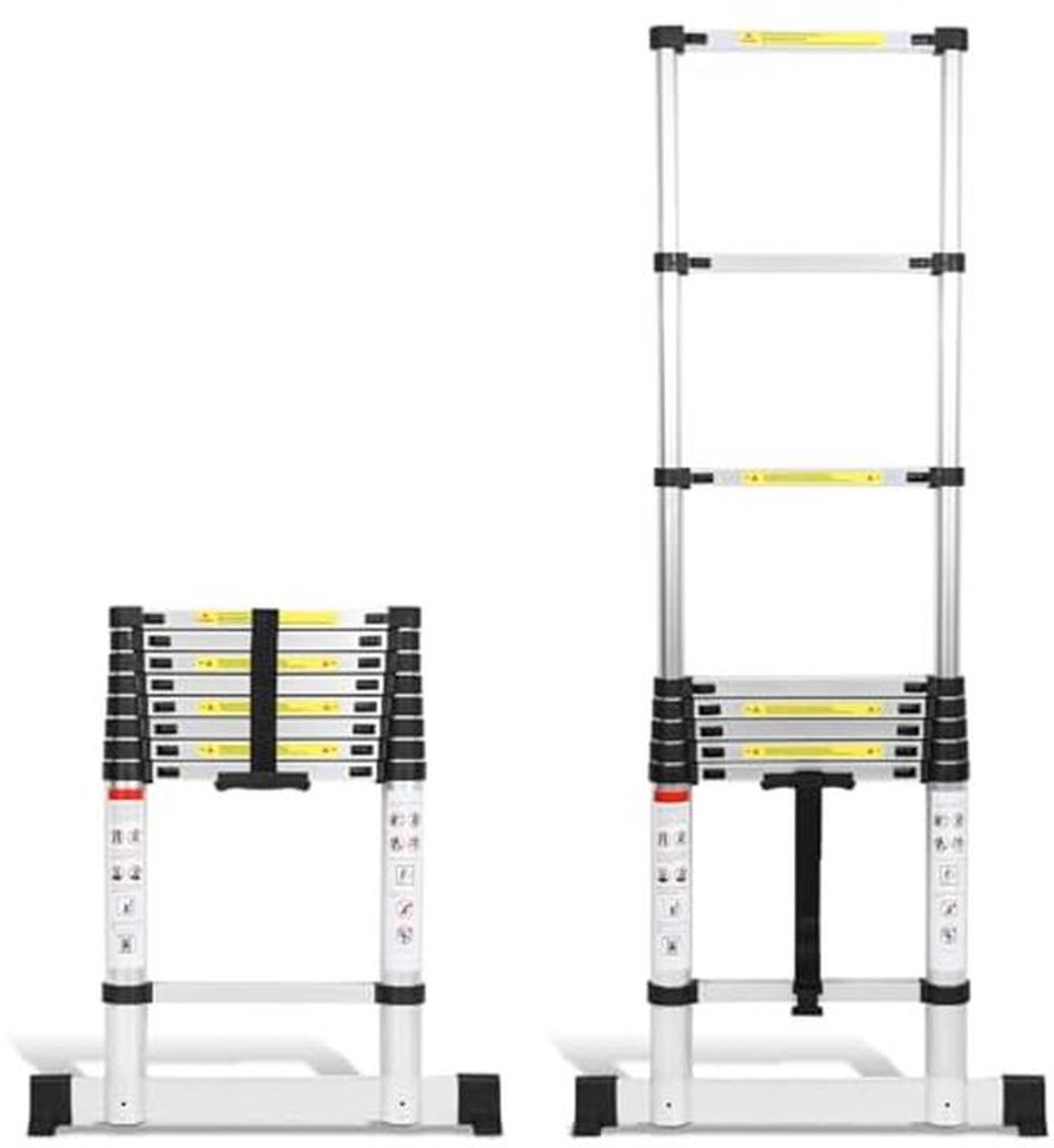 Telescopische Ladder 2,6 m met Afneembare Haken - Multifunctionele Antislip Ladder met Veiligheidsschakelaar en Maximale Belasting van 150 kg
