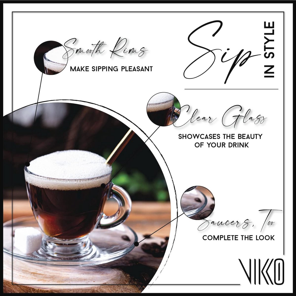 Espressobekers met schotel set van 4 - 3 oz heldere glazen koffiekopjes