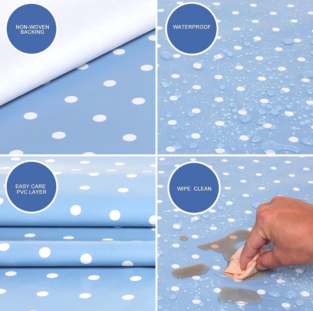 Wasbare Tafelkleed Rechthoekig 140x180 cm Blauwgrijs met Kleine Stipjes
