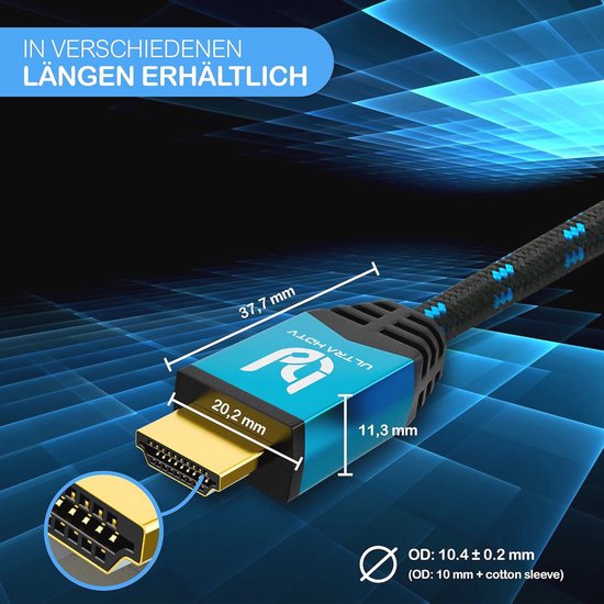 10m HDMI 4K Kabel - Hoge Snelheid 2.0b - 18 GBit/s - Tot 4096x2160 | bol