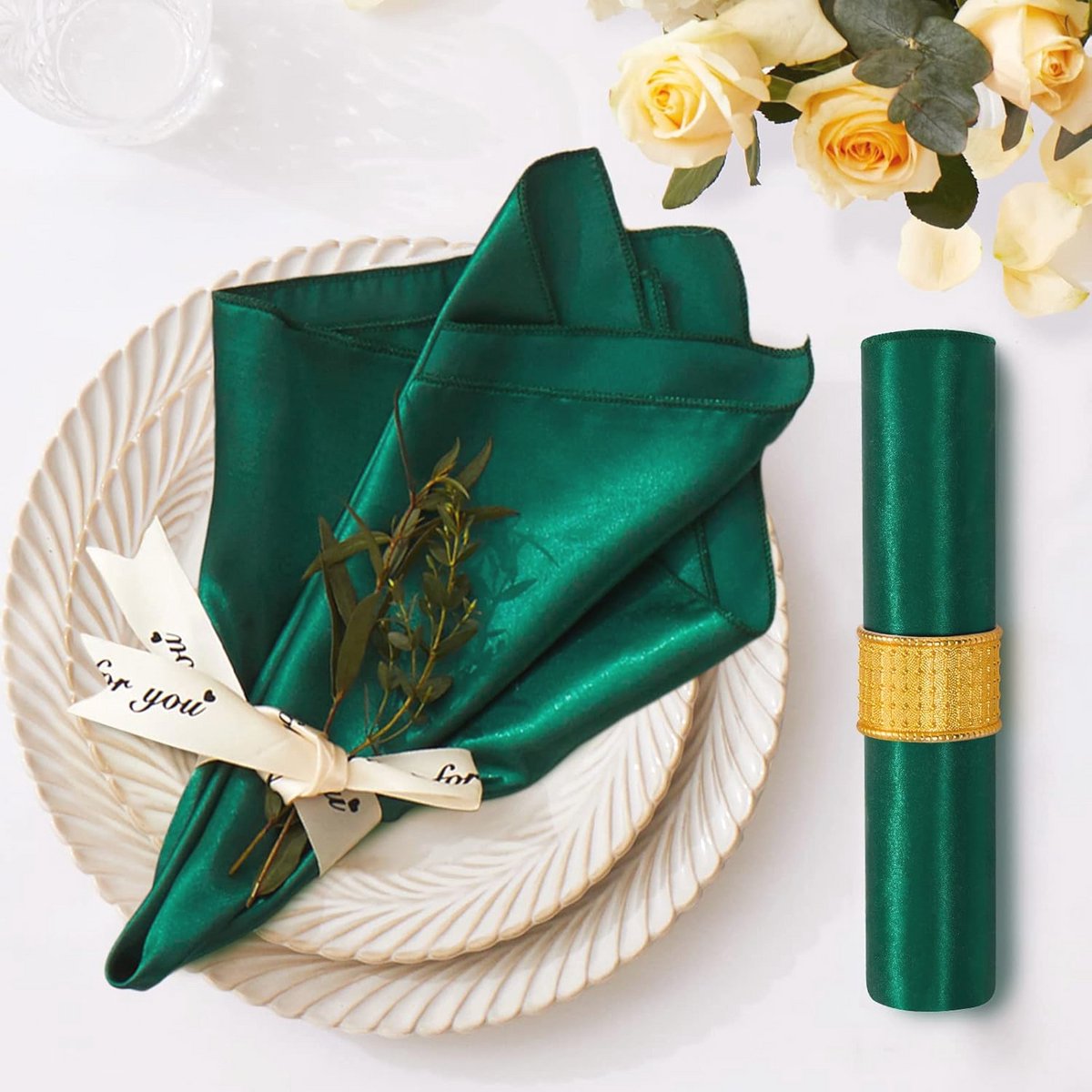 Satijnen tafelkleed en servetten set - 12 stuks, 40 x 40 cm, luxe voor feesten en diners
