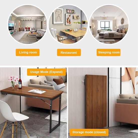 Opklapbare Wandtafel voor Kleine Ruimtes - Multifunctioneel Bureau en Eettafel — afbeelding 5