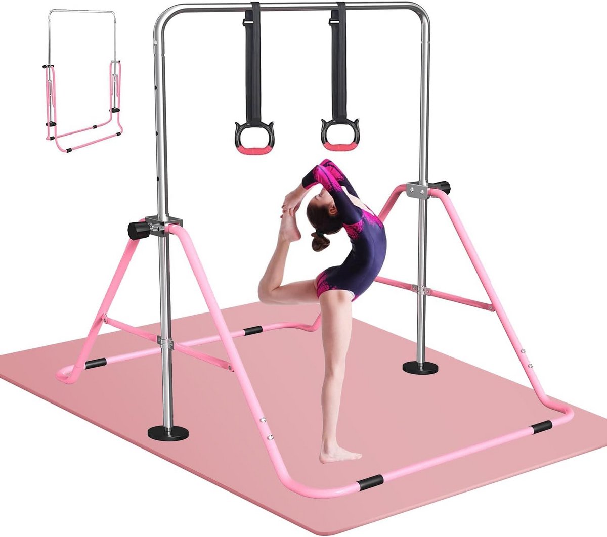 Verstelbare Gymnastiekbalk voor Kinderen - Vouwbare Gymnastiekset voor Binnen en Buiten, Stretch Bar voor Thuistraining