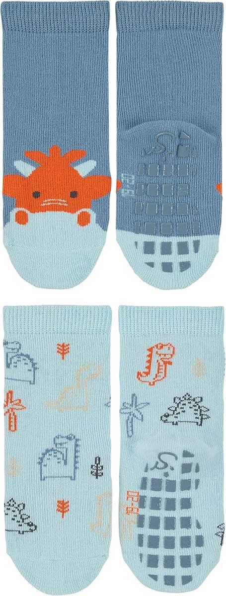 Dubbelpak ABS Sokjes voor Baby Jongens - Draak & Dinos Motieven