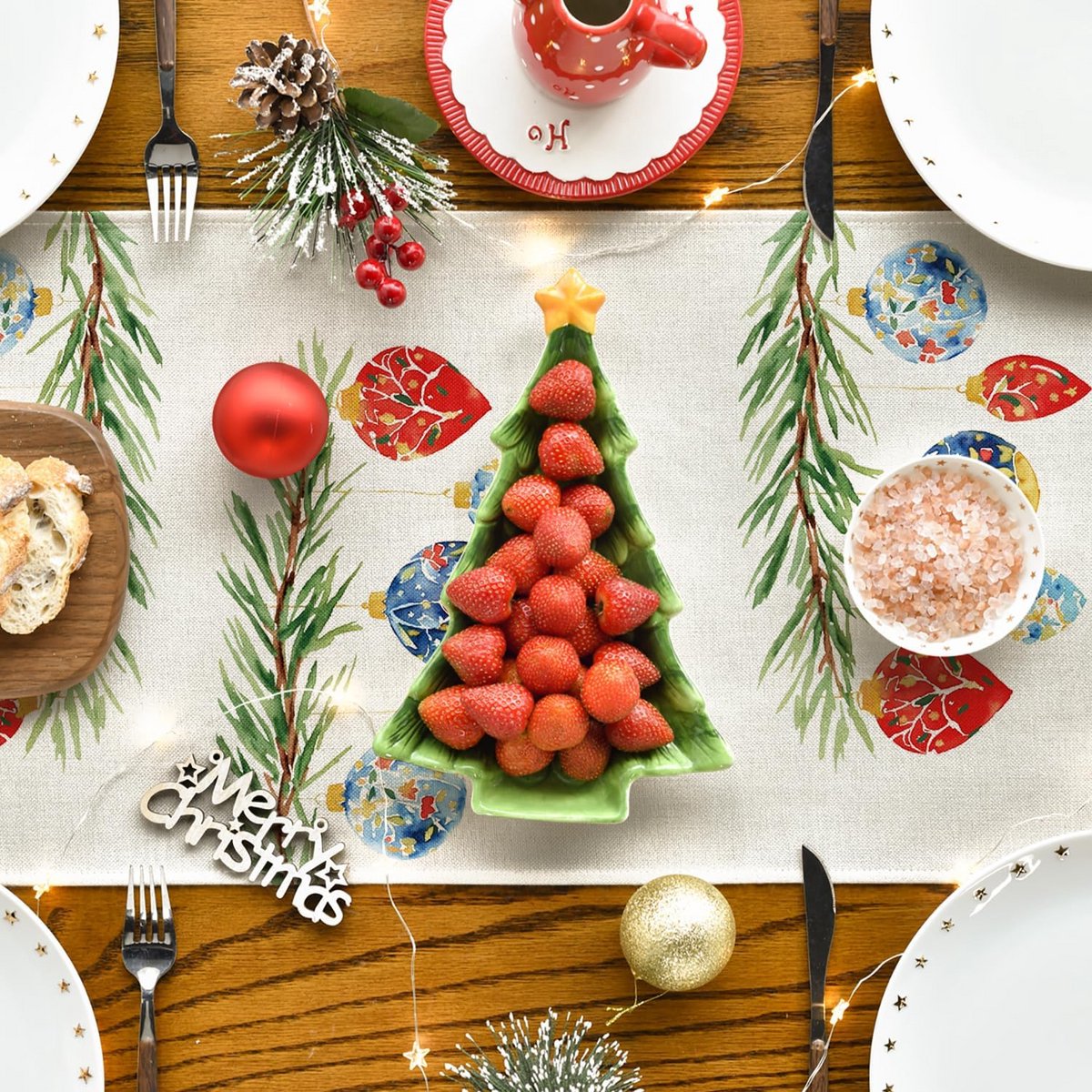 Feestelijke Tafelloper met Notenkraker Thema voor Kerst en Winter