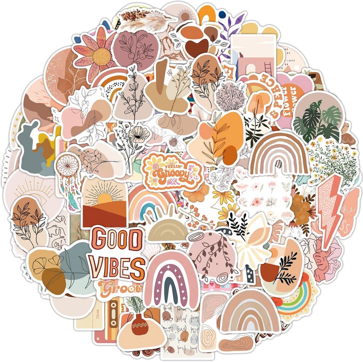 Boho Stickers voor Laptop, Telefoon, Koffer en Gitaar - 100 Stuks