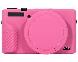 LISM-Geschikt voor Canon G7X Mark III, Roze rood zachte siliconen camerahoes met afneembare lensdop, krasbestendig, Geschikt voor Canon G7X Mark III camera-accessoire - Roze rood.