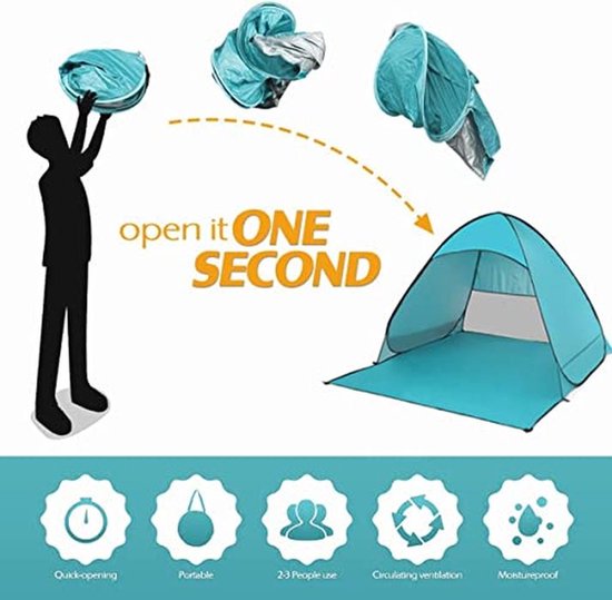 Pop-Up Strandtent - Gemakkelijke, Automatische en Waterdichte Tent voor Strand en Camping van Merkloos — afbeelding 2