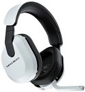 Witte Turtle Beach gaming headset met zwarte oorschelpen, microfoon en verstelbare hoofdband.