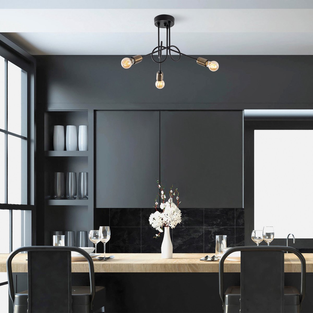 Viraj Kroonluchter | METALEN BEHUIZING | Zwart, antiek - Asir Group - Summer Sale - Zwart - Metaal - Summer Sale -