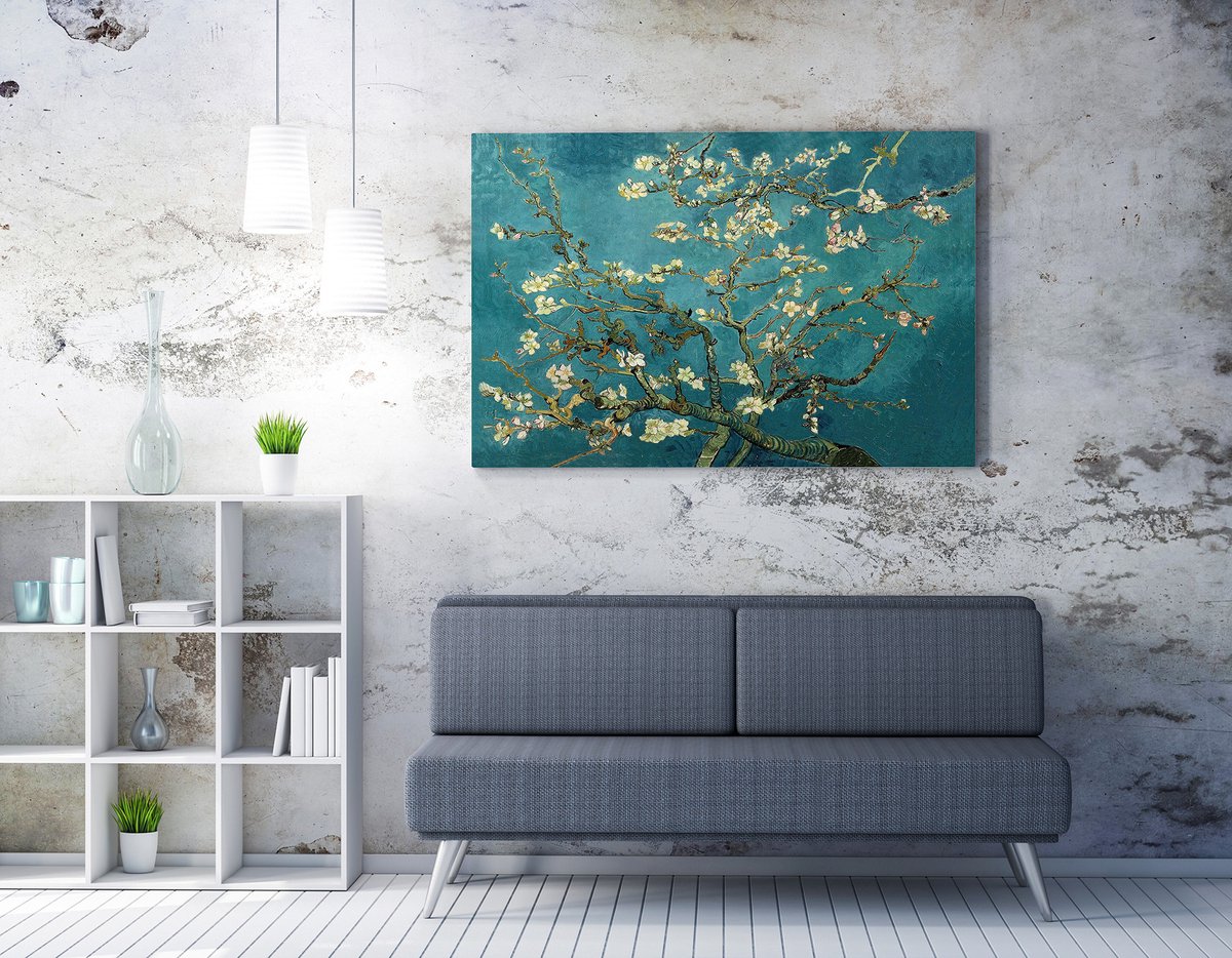 Woondecoratie - Veelkleurig Decoratief Canvas Schilderij - Polyester en Katoen - 70x100x3cm - Kunstwerk van Vincent van Gogh