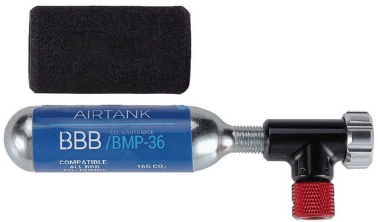 BBB Cycling EasyAir Minipomp - Fietspomp Co2 Patroon - Pomp Fiets Mini - Met Cartridge - Zwart - BMP-34