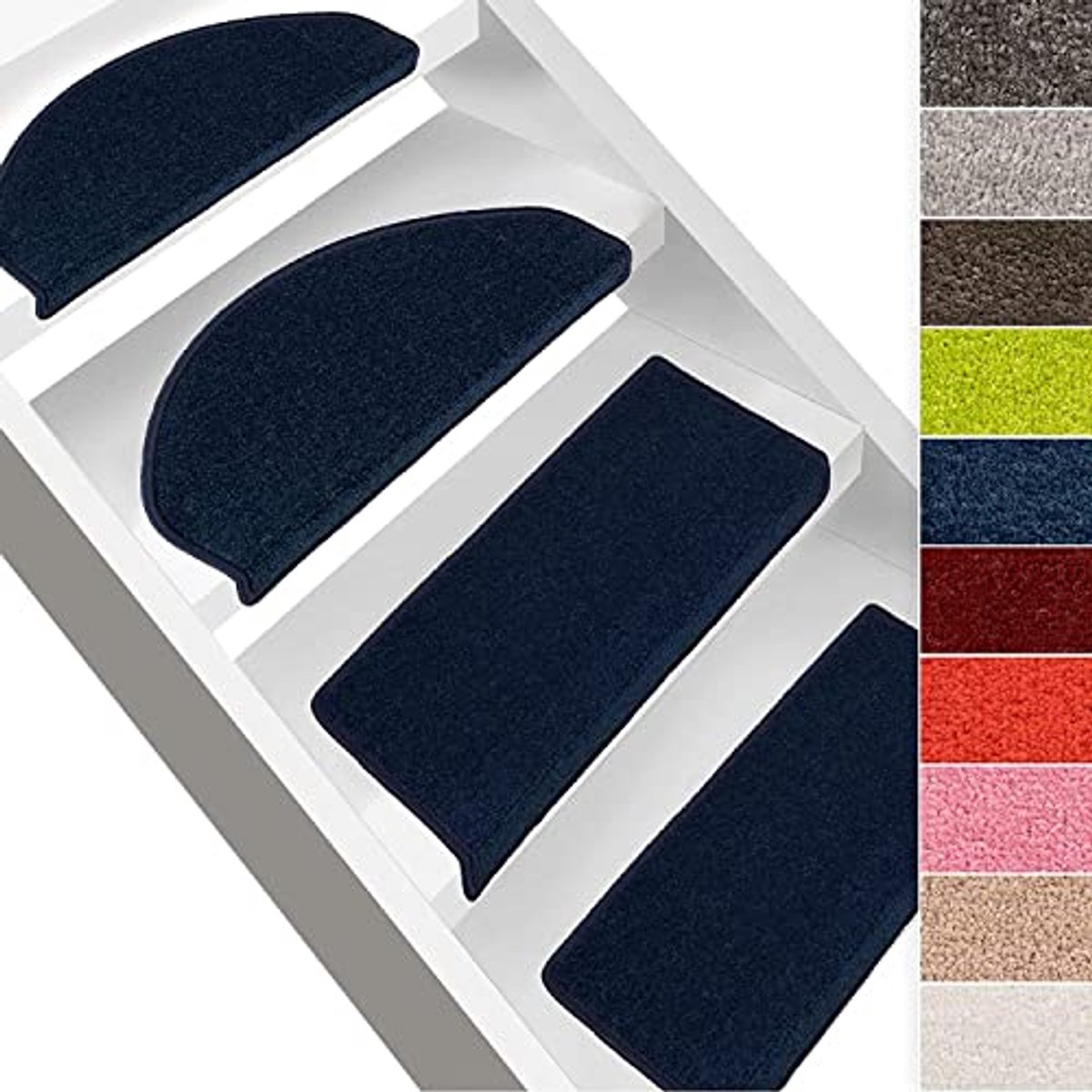 Semicirculaire Trapmat in Velours - Bescherming en Comfort voor Trappen (15 stuks)
