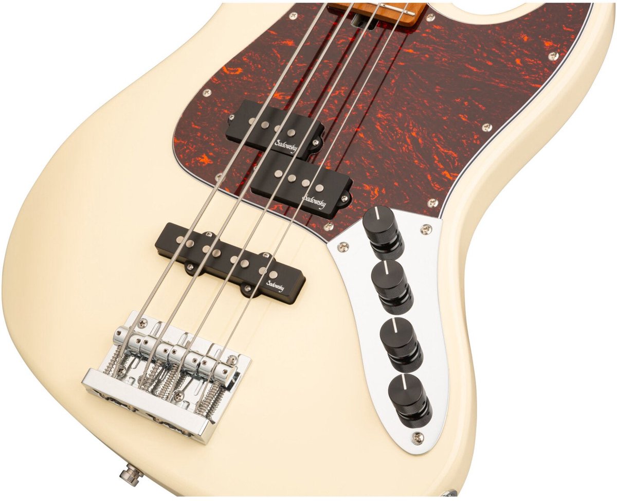 Sadowsky MetroExpress Hybrid P/J Bass Roasted Maple Solid Olympic White High Polish elektrische basgitaar met gigbag