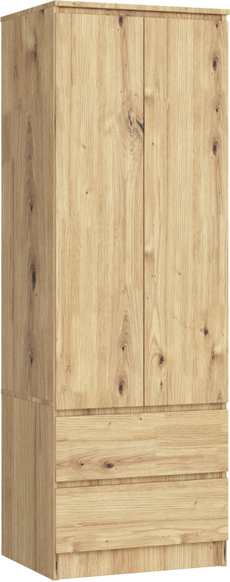Kledingkast STAR S60 met 2 Deuren en 2 Lades / AKORD Furniture Factory / Artisan Eik / 60 x 180 x 51 cm