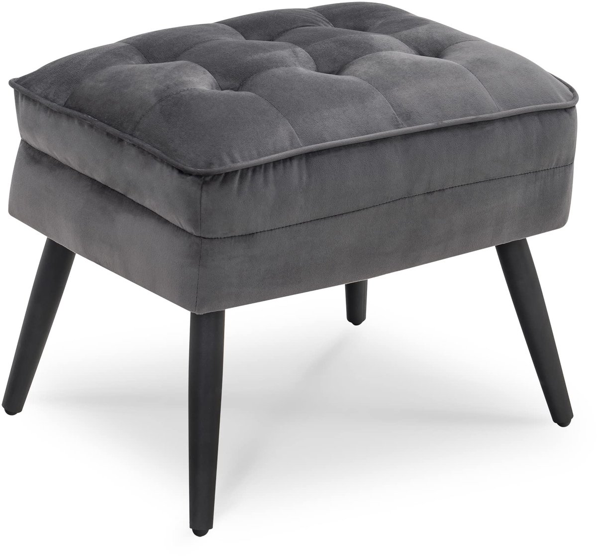 Unyqoos Elegante vierkante kruk met fluwelen bekleding en metalen poten voor interieur grijs