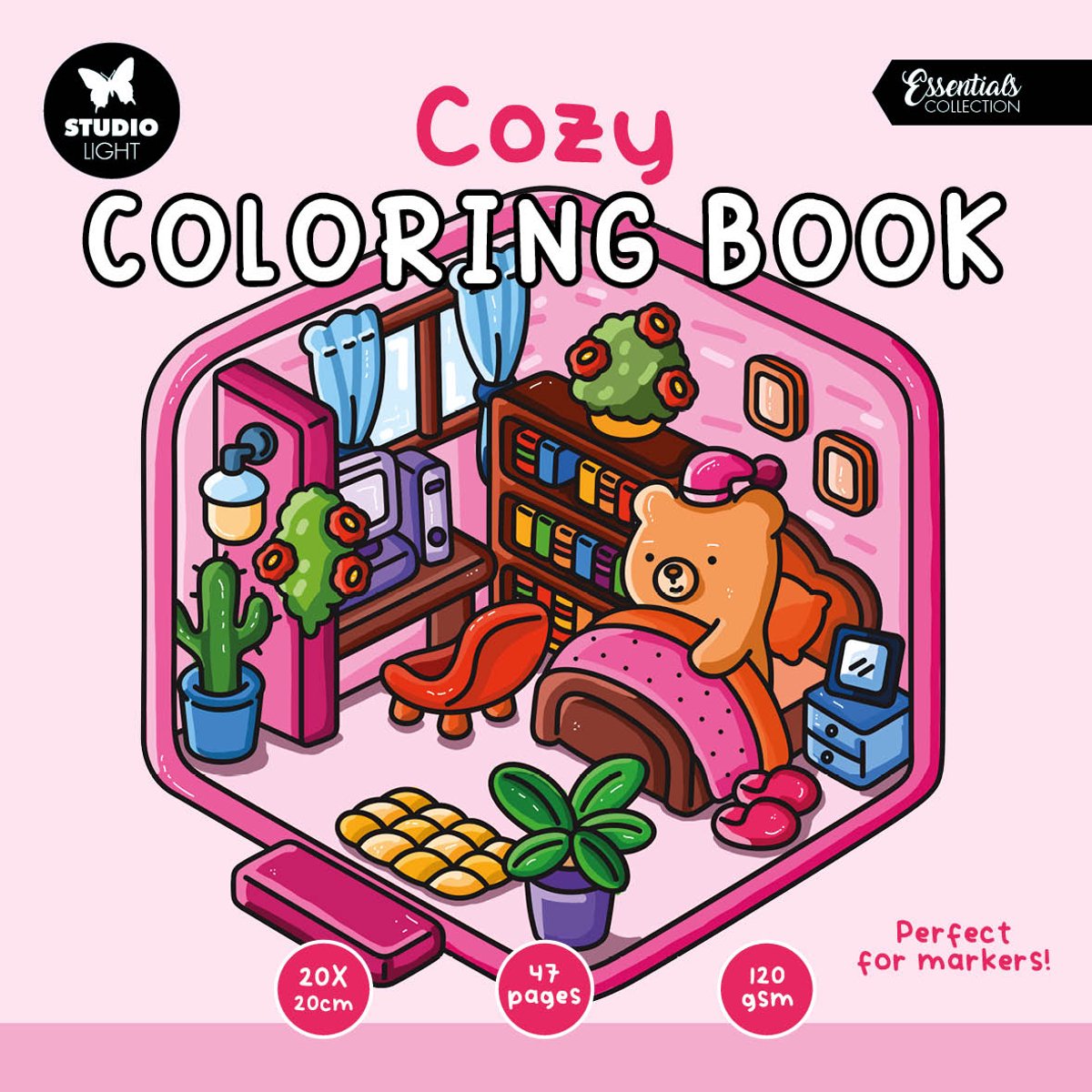 Coloring book Cozy (roze) - essentials nr. 05