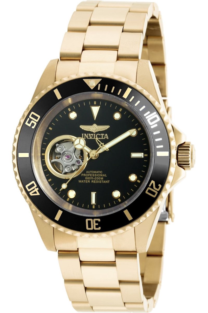 Invicta Pro Diver 20436 Heren Horloge - Waterdicht - Analoog - Automatisch Uurwerk - Roestvrij Staal met zwarte Wijzerplaat - 40mm