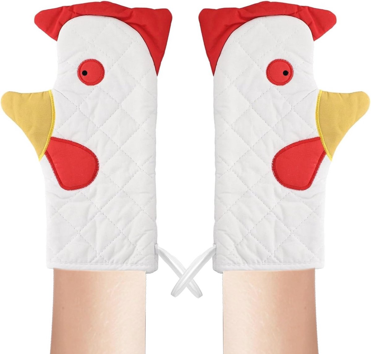 Hittebestendige Dubbellaags Keukenhandschoenen - Antislip Ovenhandschoenen met Hanenvorm - Eenheidsmaat