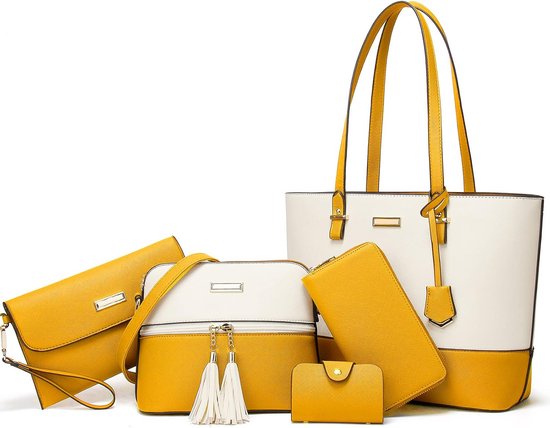 Dames Handtassen Set 5 Delig Grote Shopper Schoudertas And Portemonnee 