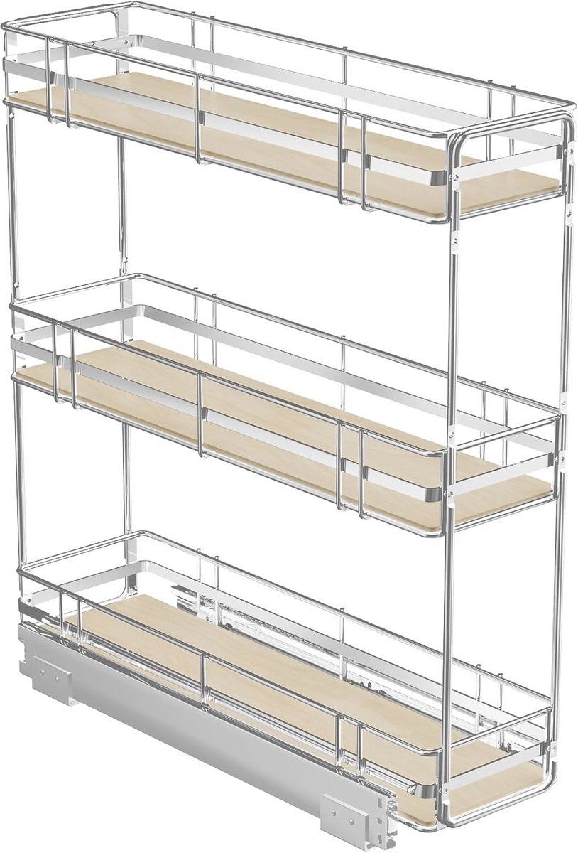 3-Tier Uittrekbare Kastorganizer voor Specerijen - 18 cm Breed