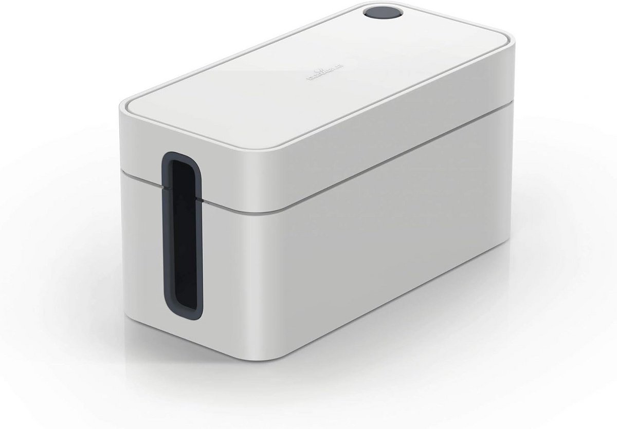 Kabelbeheer Box voor 3-stopcontacten met rubbere voeten, lichtgrijs