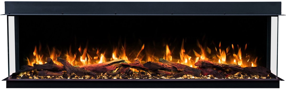 Driezijdige Sfeerhaard Elektrisch SOLIS 120 - premium vlam - voor inbouw - 120x30x46 cm - Elektrische LED-haard met verwarming 750/1500 W