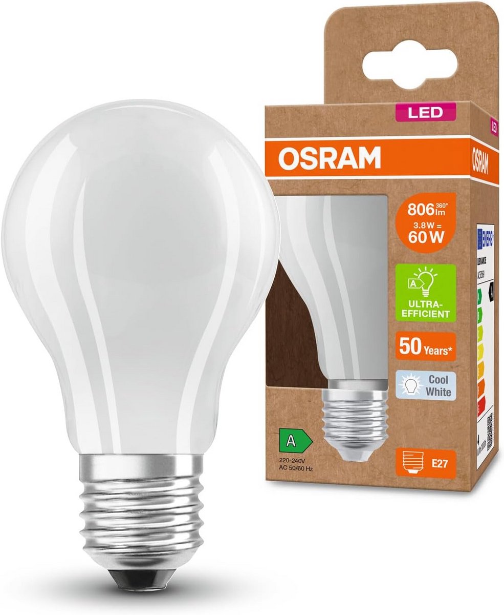 E27 LED Gloeilamp - Classic Ball Shape - 3.6W - 806 Lumen - Koel Wit Licht - Energiebesparend