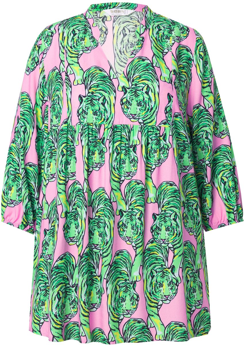 Angel of Style - Dames - Blouse A-lijn luipaardmotief - Meigroen - Maat 46