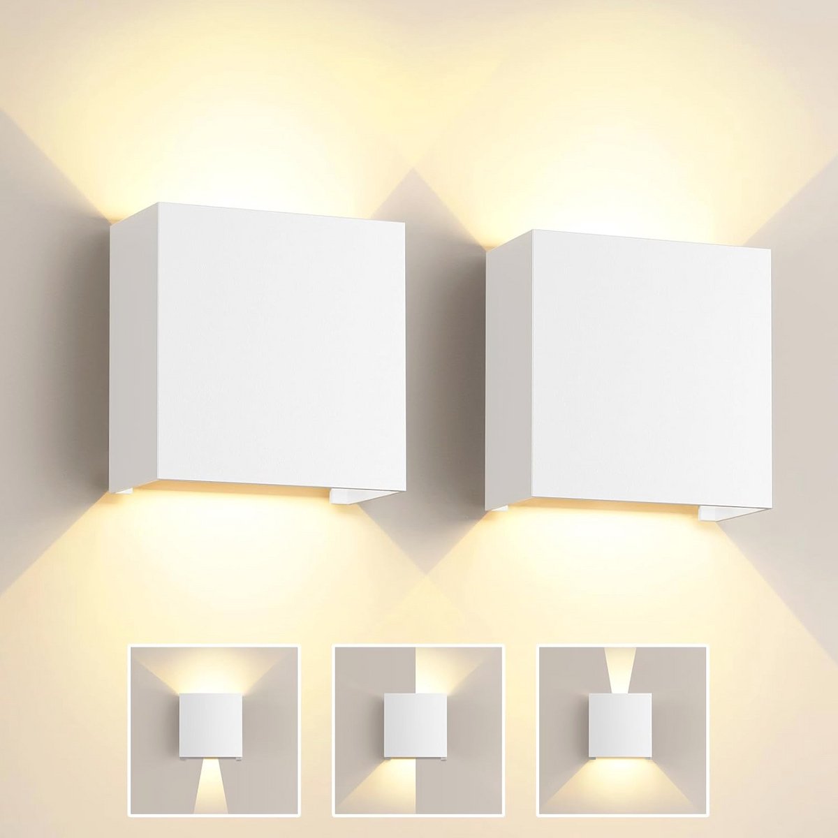 Moderne LED Wandlamp Set - 6W, Verstelbare Stralingshoek, 3000K Warmwit, IP65 Waterdicht v