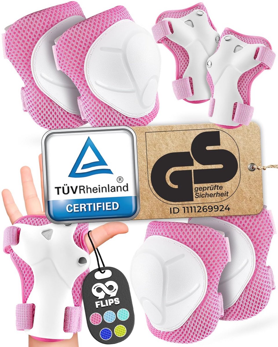 Beschermers voor meisjes - Skateboard en Inline Skates Set met Kniebeschermers - Roze - S/M