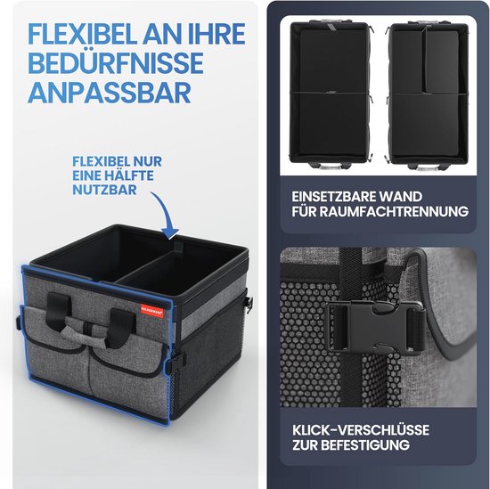 ATHLON TOOLS XXL kofferbak-organizer, opvouwbaar, antislip, versterkt, stabiele opbergtas met deksel, opbergdoos voor in de auto