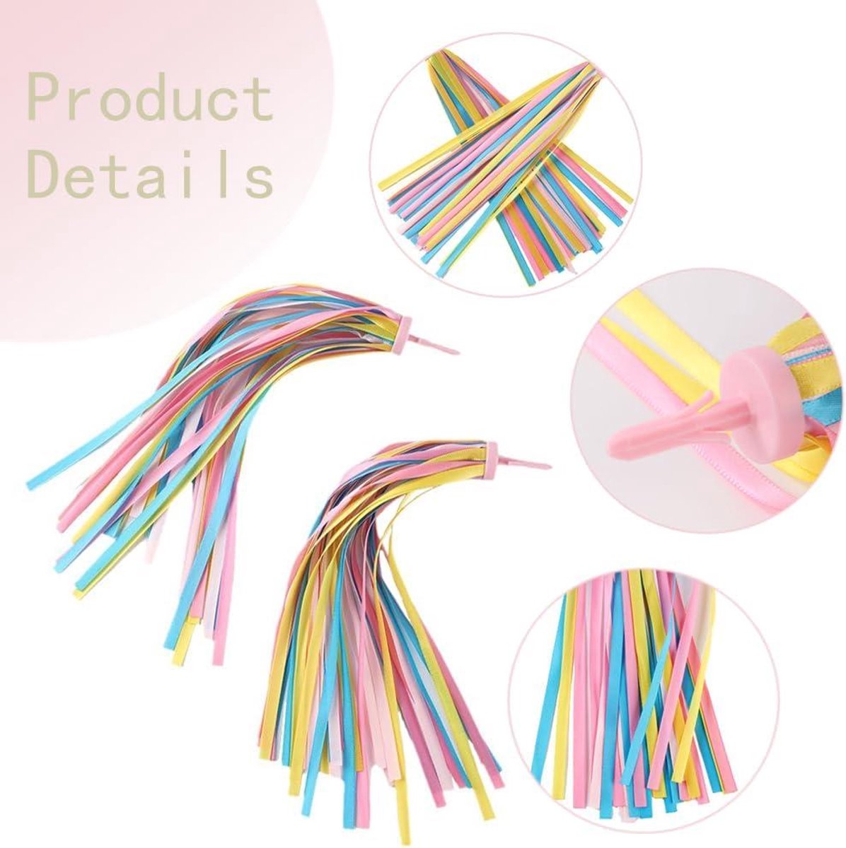 Fietsaccessoires Fietskwasten Spaakkralen Meisjes Kleurrijke linten Kwasten Decoratie Fietsspaken Stuur Slinger-streamers Accessoires fiets Versiering Kinderfiets Rood en Roze