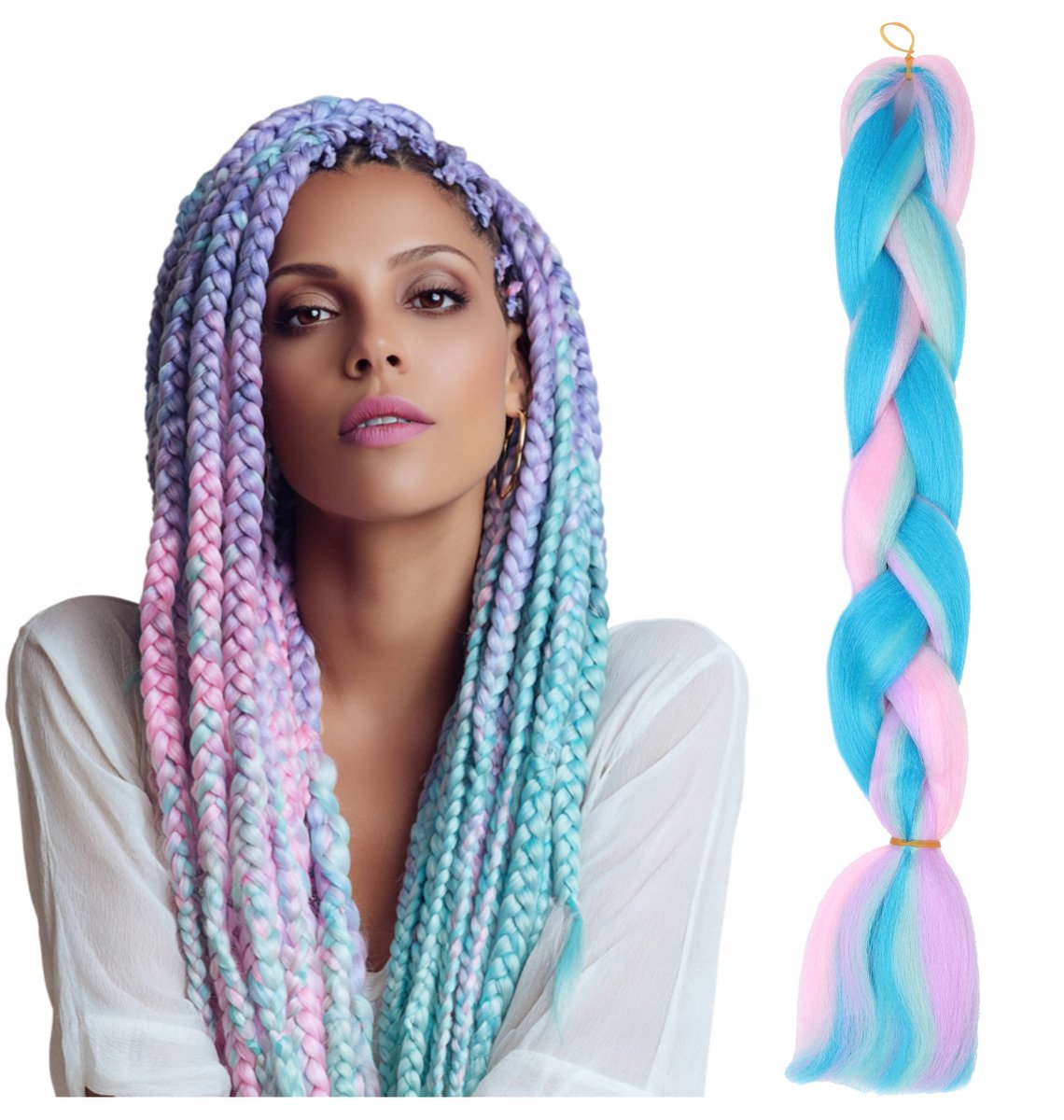 Poniks Synthetisch Haar voor Kleurrijke Vlechten - 4 Kleuren Vlechten - 60cm