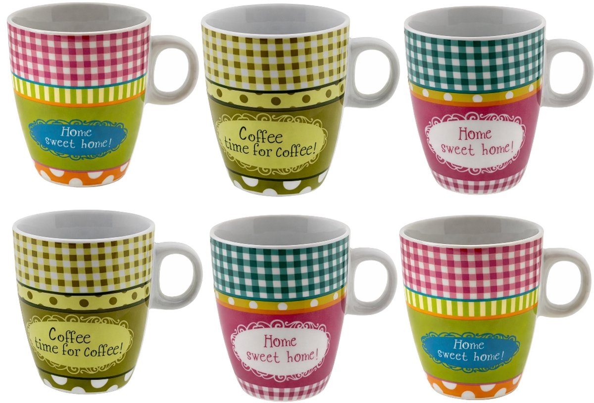 Cosy & Trendy Mokken Set van 6 – 200 ml – Home Sweet Home! & Time for Coffee!