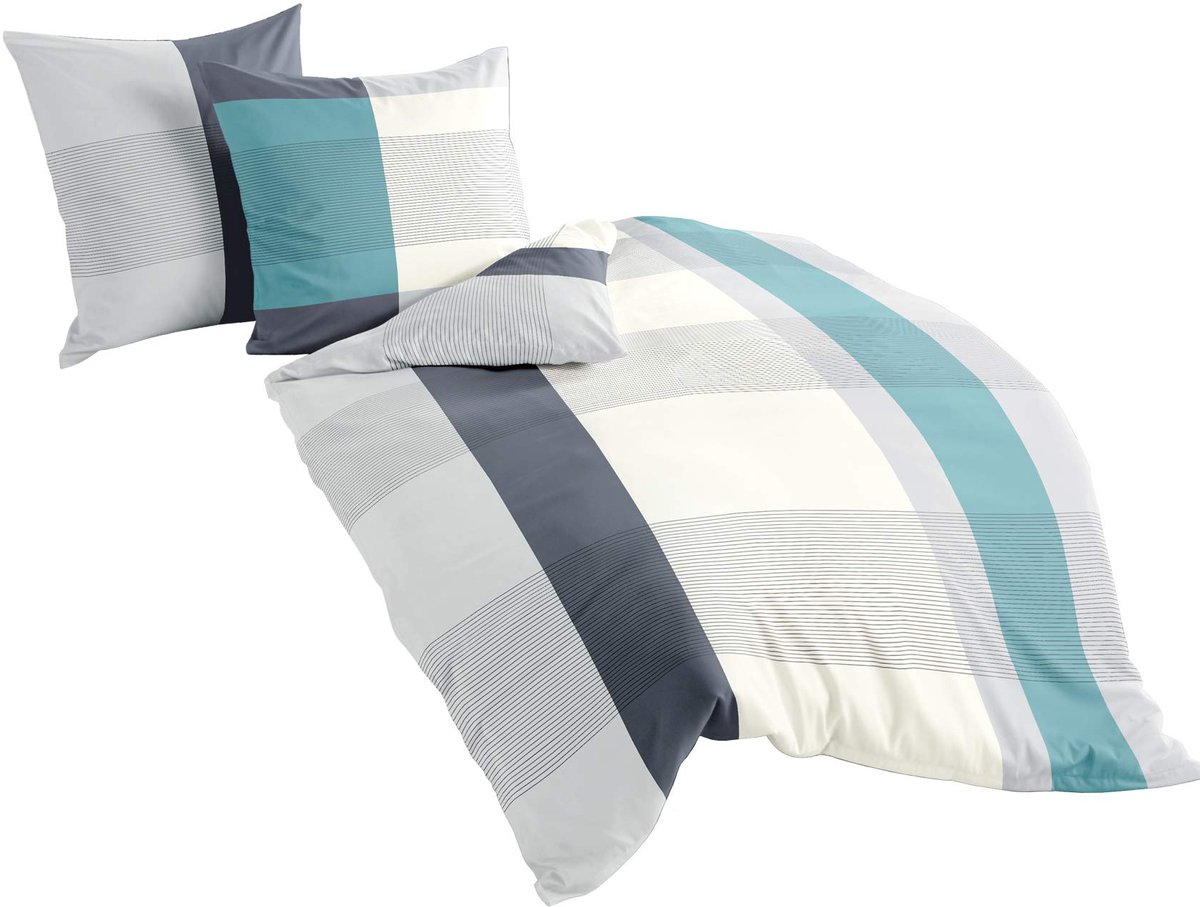 Unyqoos Luxe Mako-Beddengoedset met Ritssluiting en Katoen blauw