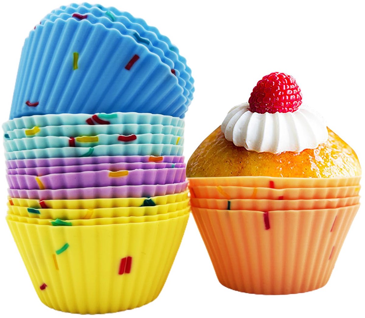 Unyqoos® Set van 20 herbruikbare siliconen muffinvormpjes voor veelzijdig gebruik