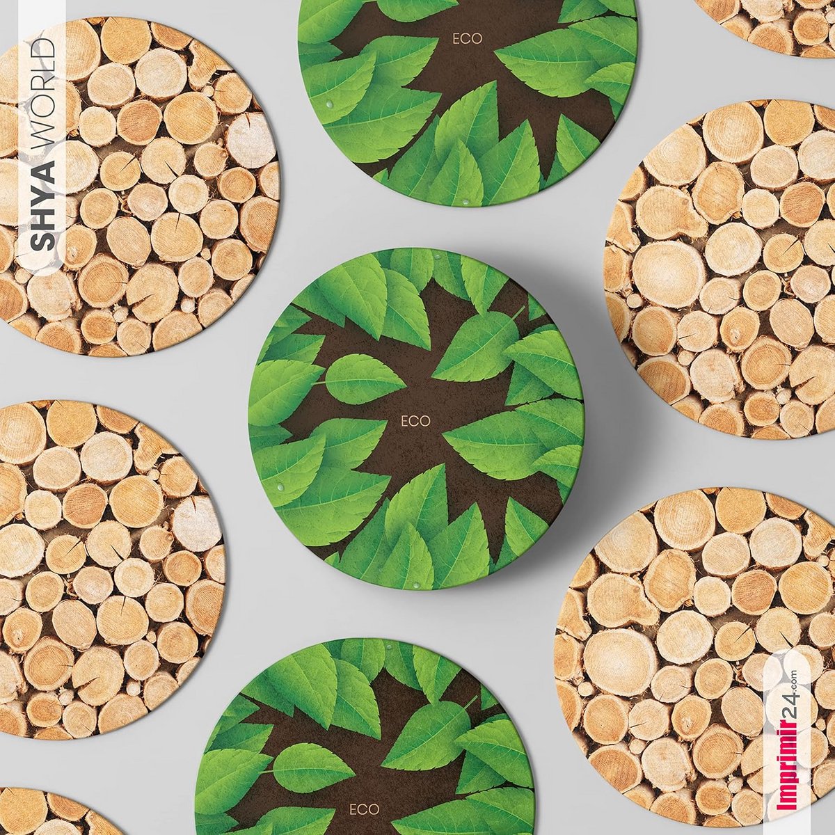 24 Ronde Kartonnen Onderzetters - Decoratief & Absorberend - Tafelbeschermers 10x10cm