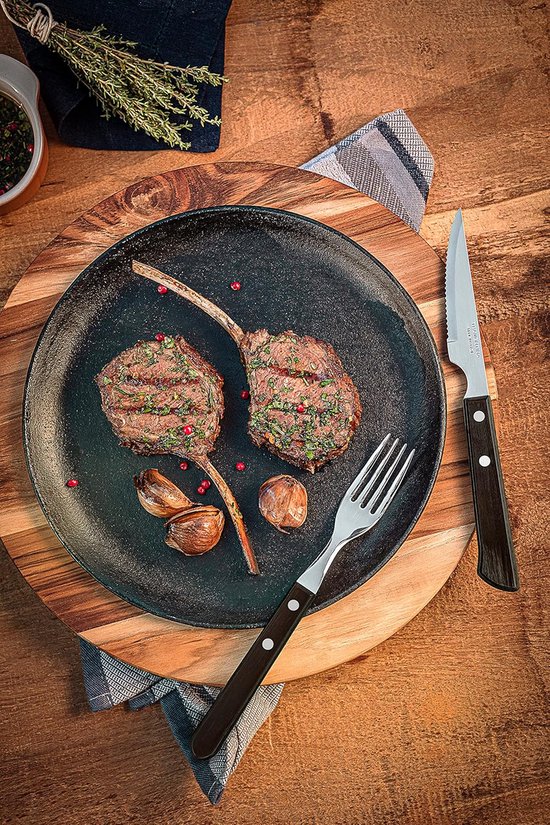 Steak- en Pizzames Bestekset 8 Delig - Bruin Handvat — afbeelding 4
