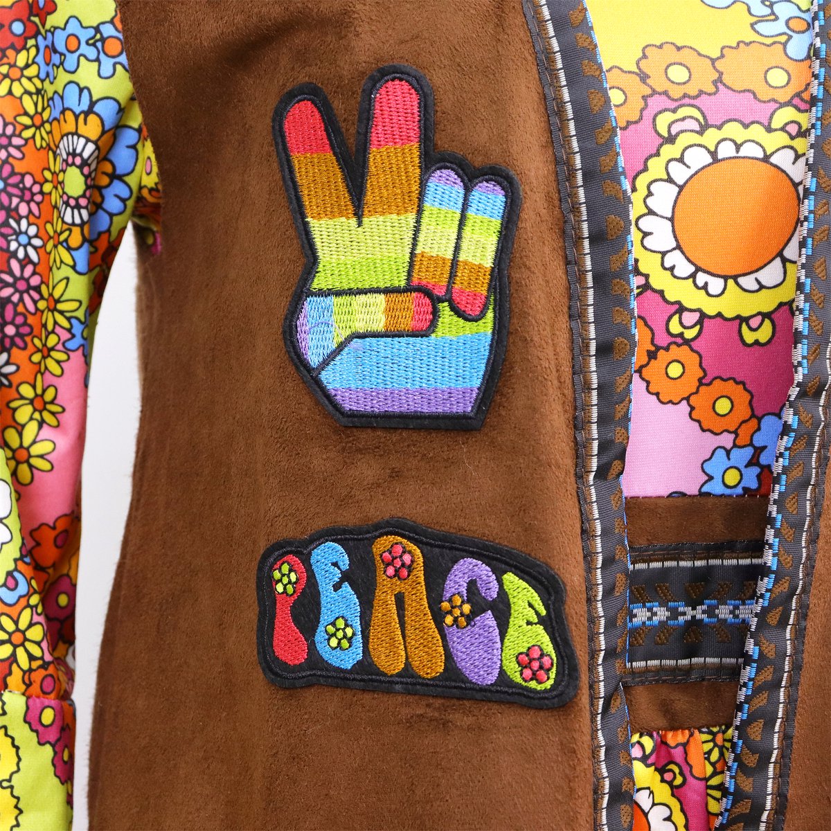 Joya Party® Hippie Jurk Dames met Vest & Hoofdband | Jaren 60 & 70 Flower Power Set | Stretch Lange Jurk | Verkleedkostuum Vrouw | Carnaval, Themafeest & Halloween | — afbeelding 7