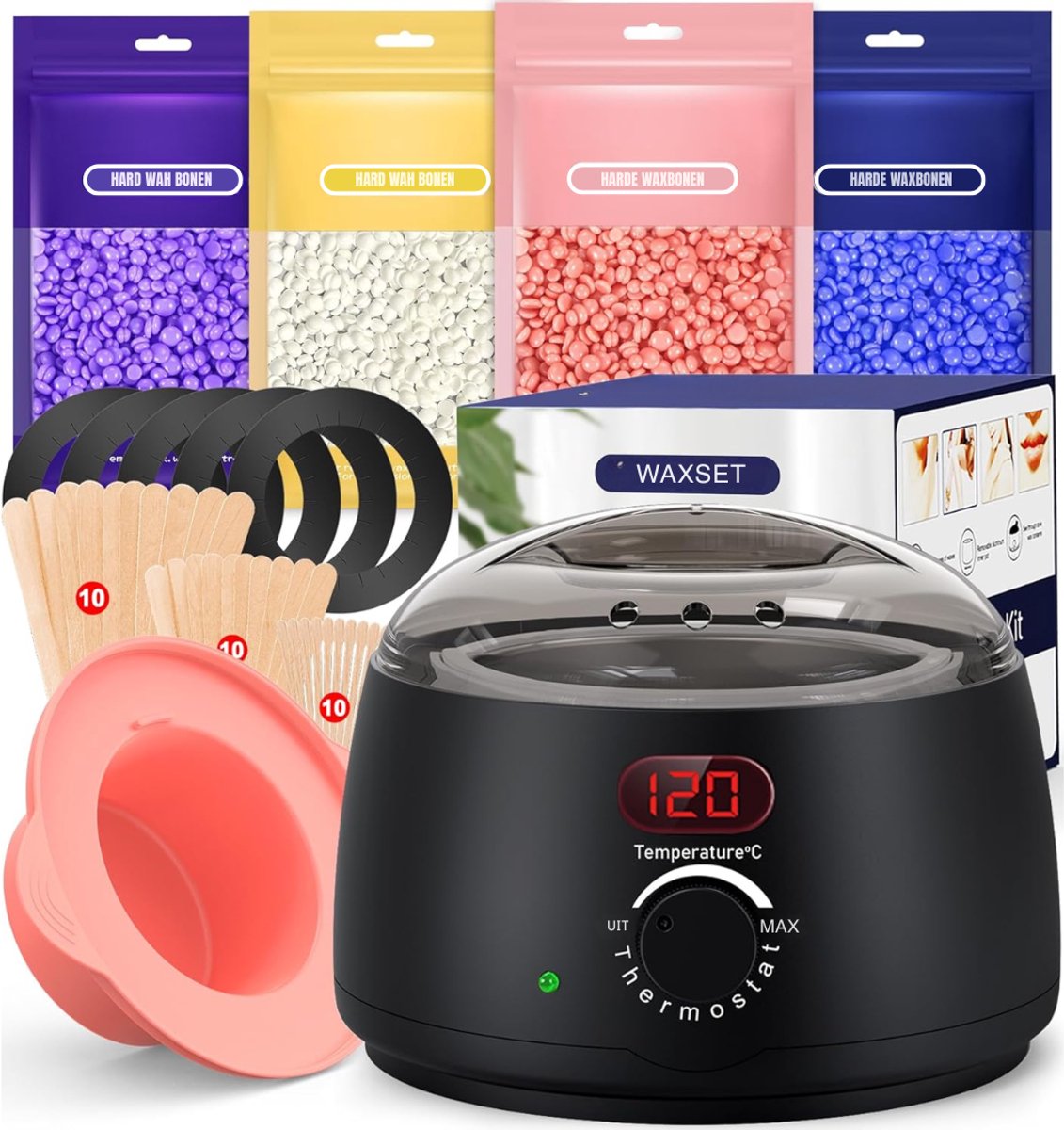 AMA® Wax Apparaat - Ontharingsset - Professionele Waxkit - Inclusief Accessoires - Zwart